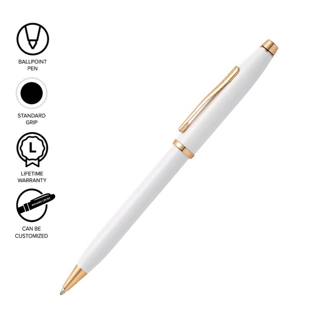 Century II Pearlescent White Lacquer with Rose Gold Ballpoint Pen